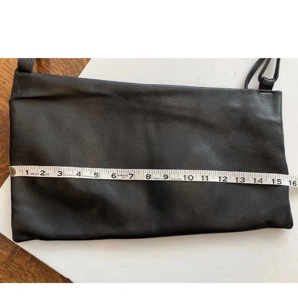 Lupo Barcelona Black Leather Shoulder Bag Clutch Crossbody Slim Minimalist Purse